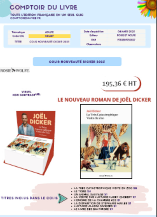 COLIS NOUVEAUTES DICKER 16 VOL MARS 2025 CDL417 206.10 EUROS