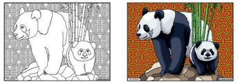 TABLEAU VELOURS LES PANDAS - PVC 10.90€