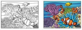 TABLEAU VELOURS POISSONS CLOWNS PVC 10.90