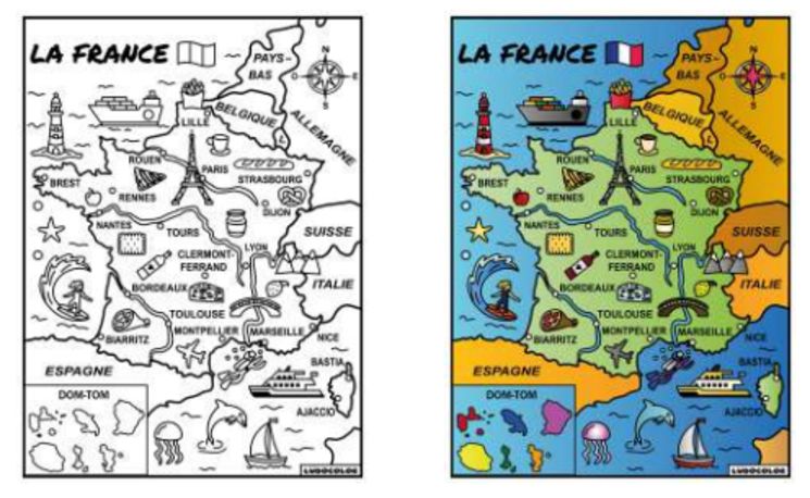 TABLEAU VELOURS CARTE DE FRANCE PVC 10.90