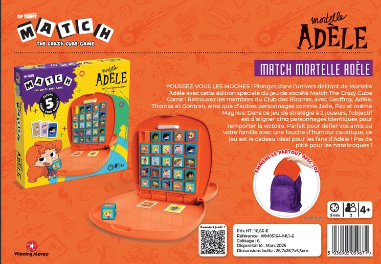 JEU MATCH MORTELLE ADELE - COMPTE FERME