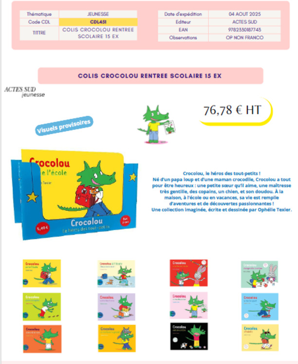 CDL451 - COLIS 15 VOL CROCOLOU