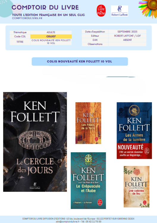 COLIS NOUVEAUTE KEN FOLLET 10 EX SEPTEMBRE 2025 CDL507