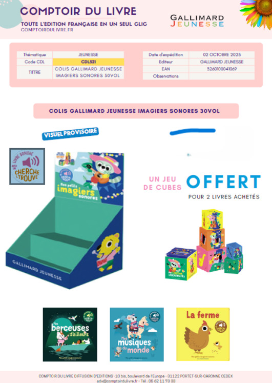 COLIS GJEU PETITS IMAGIERS SONORES 30V - OCT25 - CDL521
