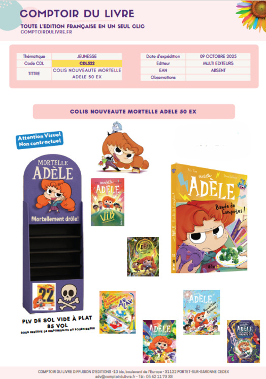 COLIS NOUVEAUTE MORTELLE ADELE T.22  50 EX OCTOBRE 2025 CDL522