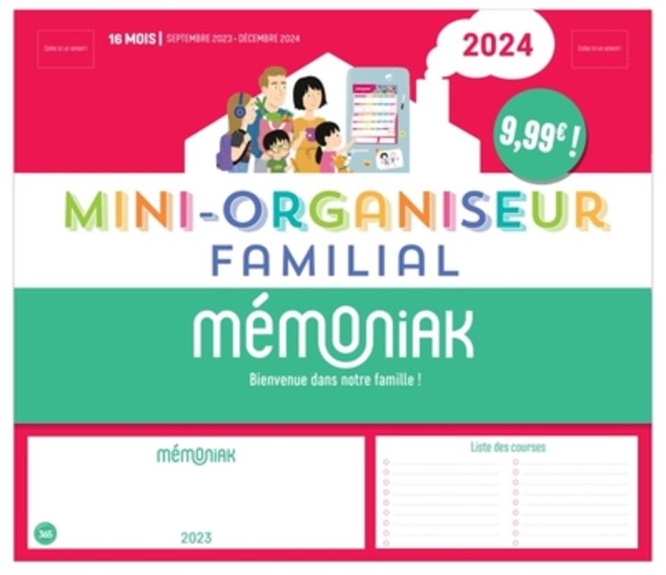Le Bloc mensuel organiseur familial Mémoniak 2024, calendrier (sept. 2023 -  déc. 2024) - Nesk - Le Bateau Livre