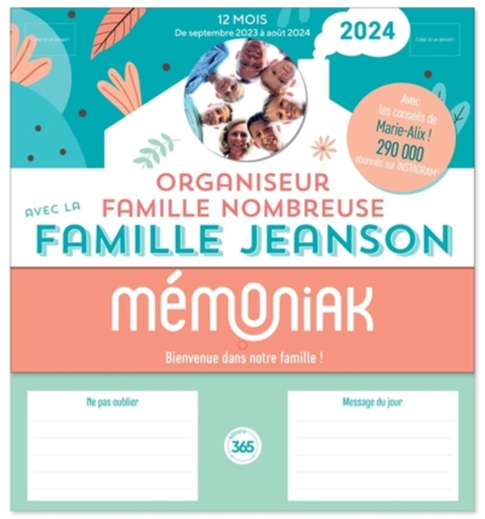 ORGANISEUR FAMILIAL MEMONIAK SPECIAL FAMILLE NOMBREUSE AVEC LA FAMILLE JEANSON 2024