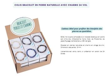 COLIS BRACELETS AVEC CHARMS EN PIERRE NATURELLE - 24 VOL PVC 15.90 TTC